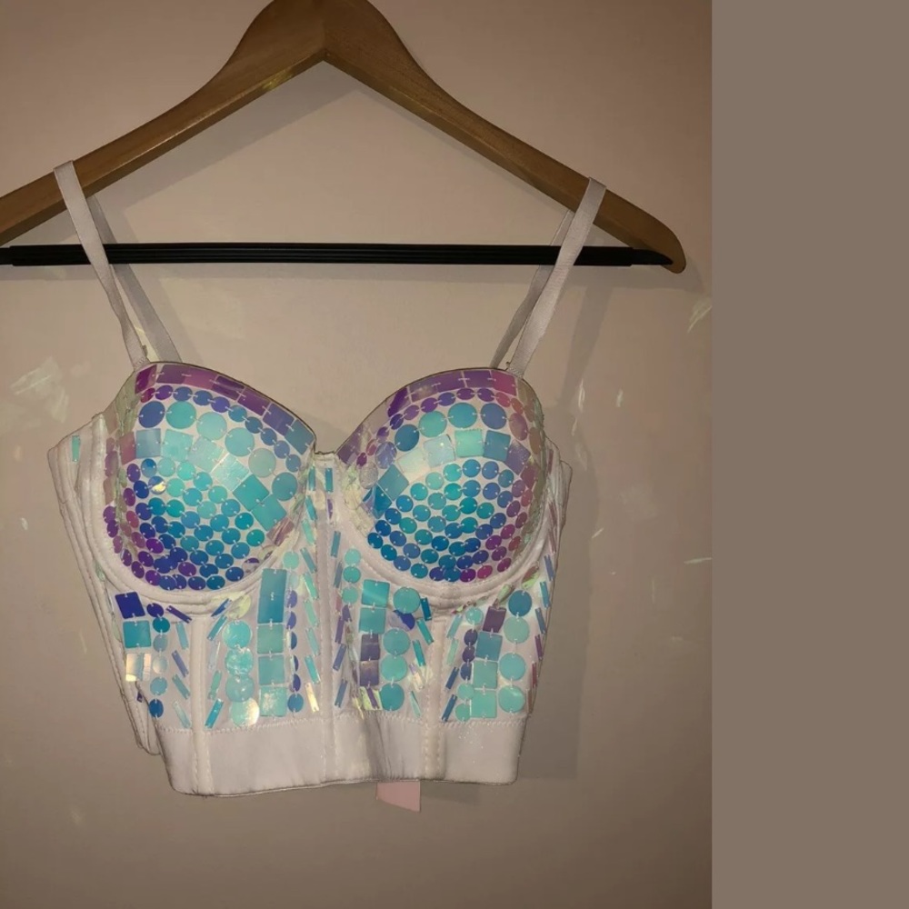 Corset Bustier Bra Crop Top Colorful Rhinestone